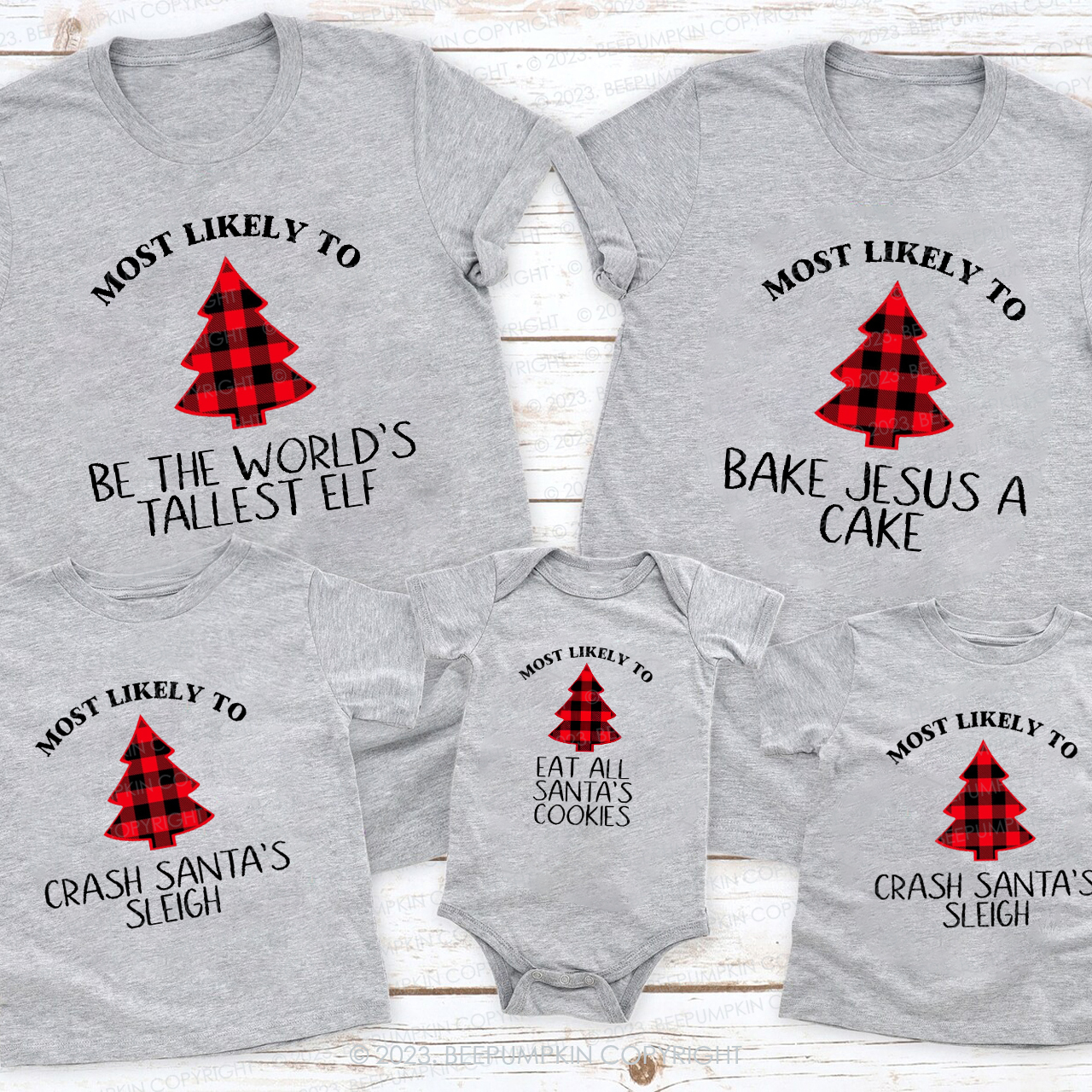 Buffalo Plaid Most Likely to, Funny Christmas Party Matching Shirts