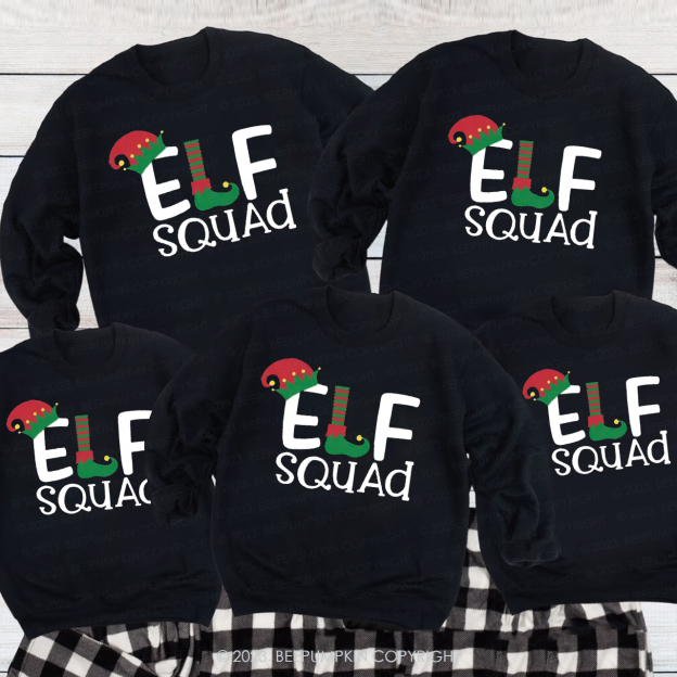 Elf Squad Christmas Family Sweatshirts