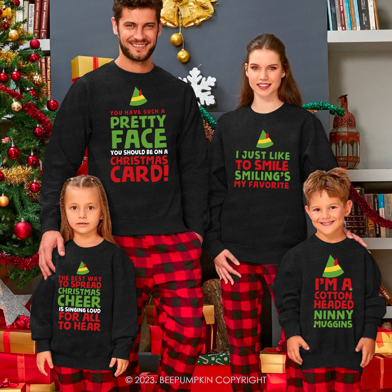 Personalized Cute Elf Family Christmas Sweatshirts