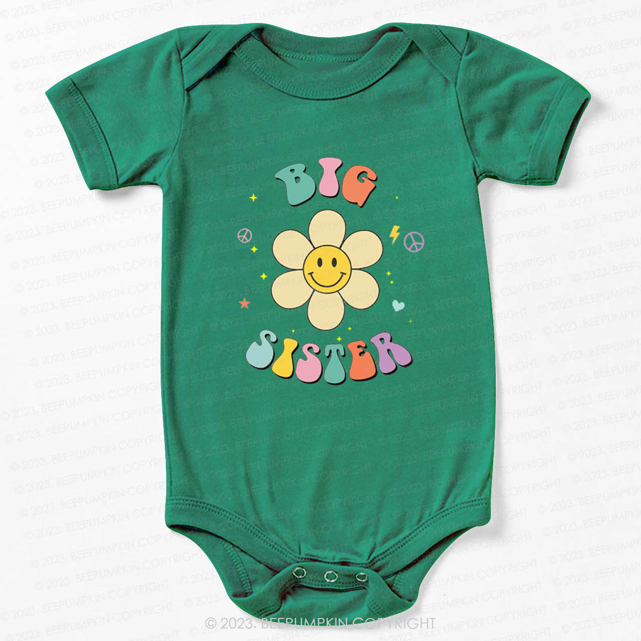 Personalized Smiley Face Flower Sibling Bodysuit For Baby