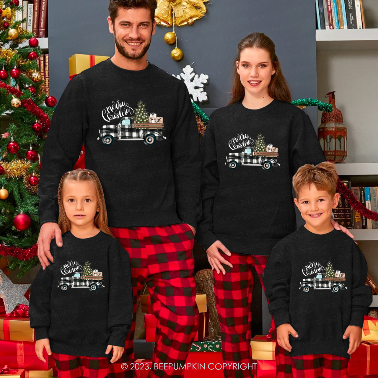 Christmas Tree&Truck Family Matching Sweatshirts