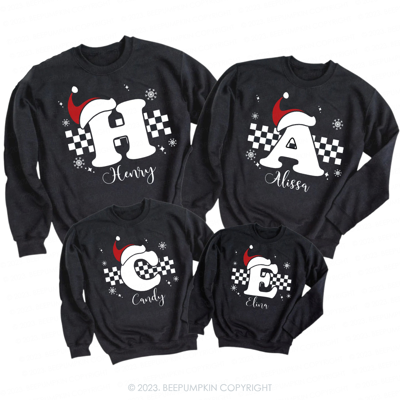 Custom Monogrammed Christmas Family Matching Sweatshirts