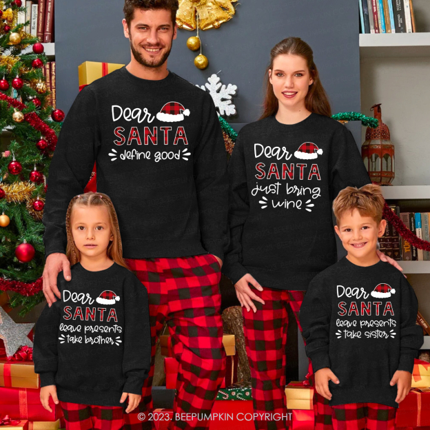 Dear Santa Hat Funny Sweatshirts For Family