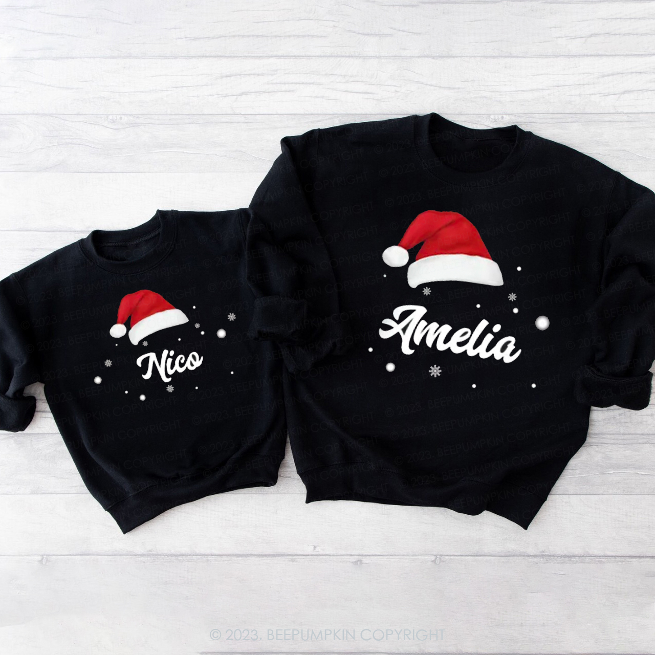 Custom Hat Christmas Family Matching Sweatshirts