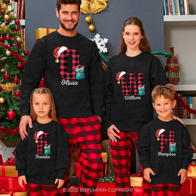 Funny Monogrammed Christmas Family Matching Sweatshirts