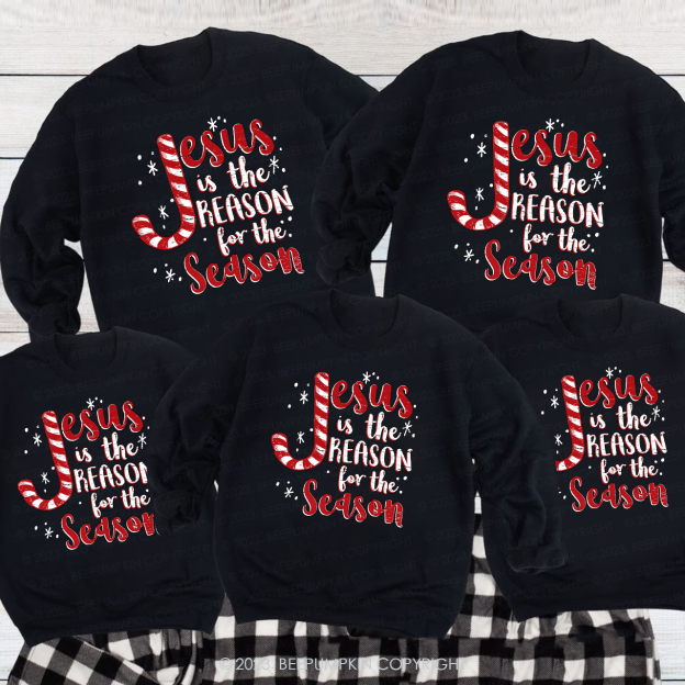 Candy Cane Christmas Family Sweatshirts