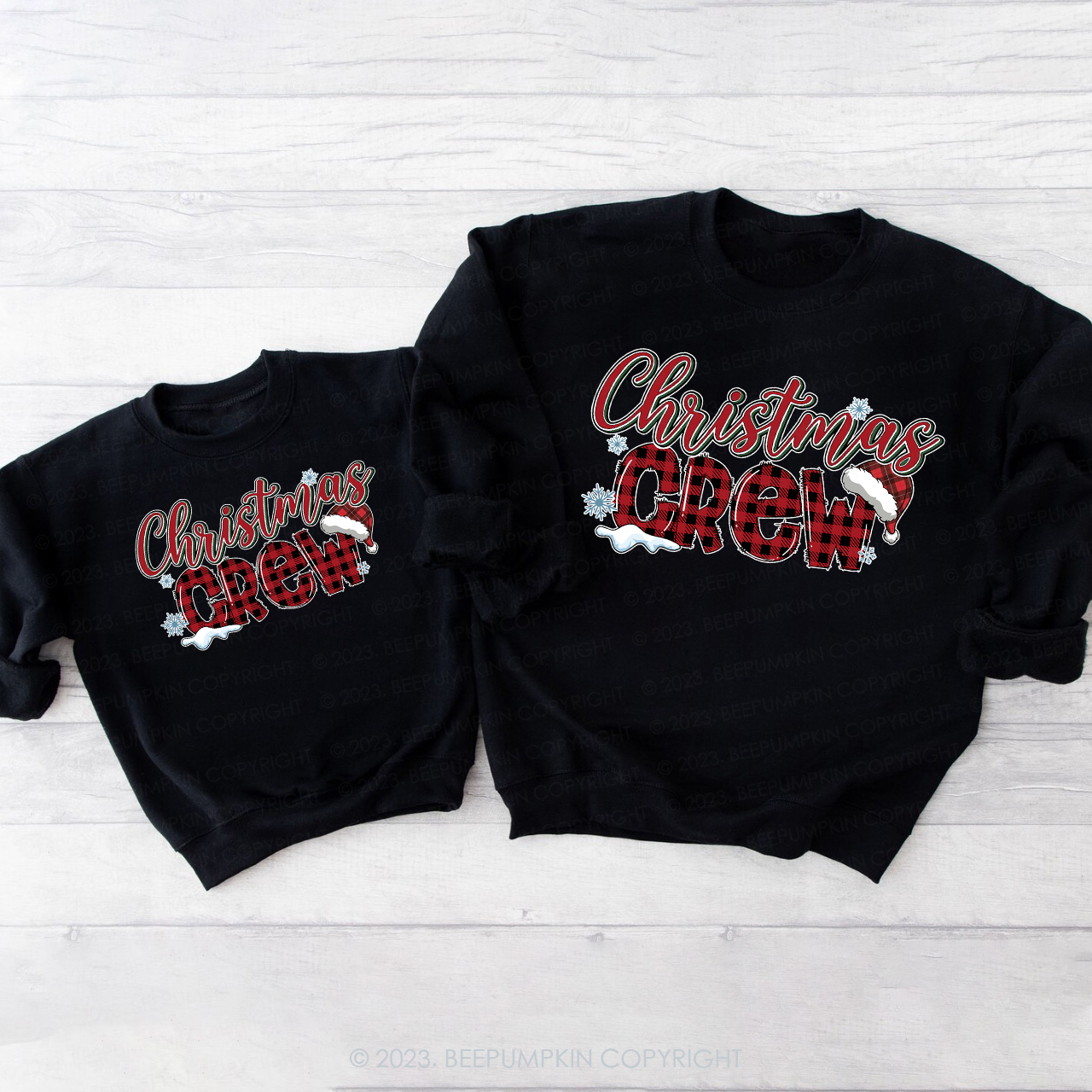 Christmas Crew Plaid Merry Christmas Matching Sweatshirts