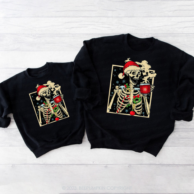 Merry Christmas Skeleton Christmas Sweatshirt For Family