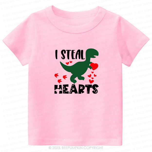 I Steal Hearts Dinosaur Valentine Day -Toddler Tees