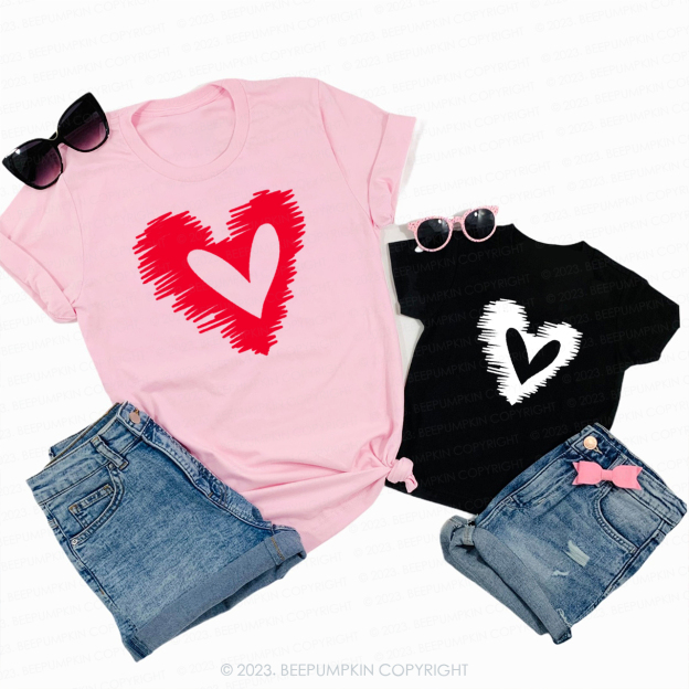 Heart Brush Valentines Day Matching Shirts
