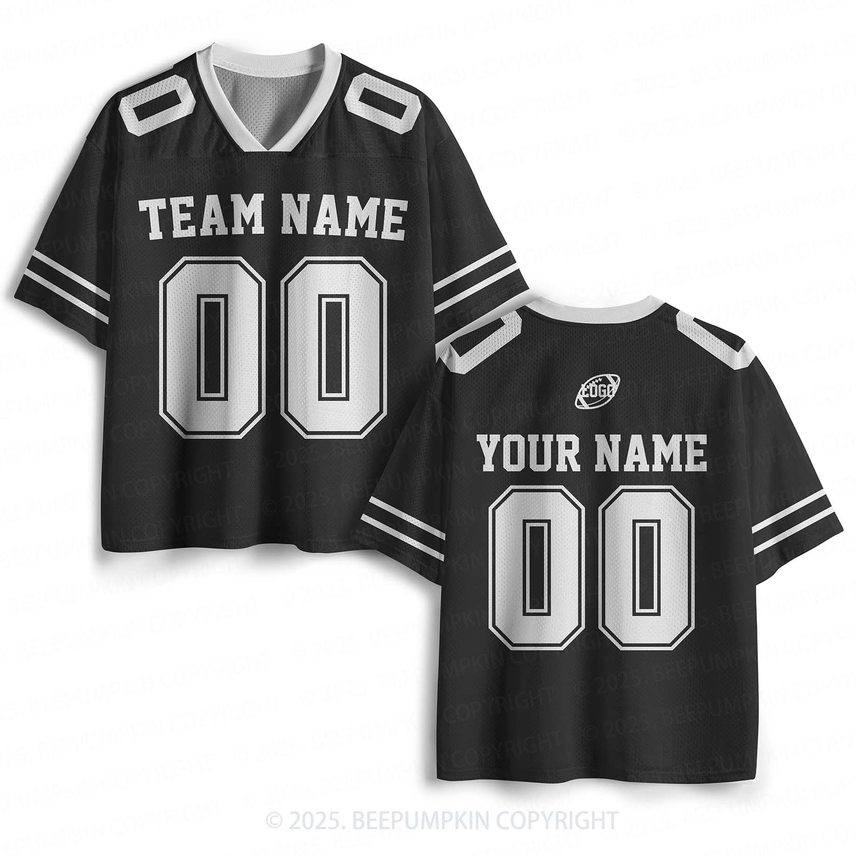 Personalized Team Name & Number Black Adult Sport Jersey Beepumpkin