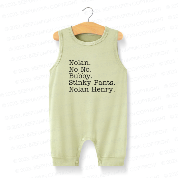NEW! Sleeveless Nickname Personalized Silky Baby Romper For Boys And Girls