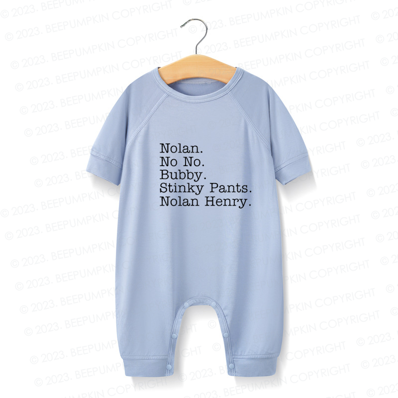 NEW! Mid-sleeves Gender Neutral Nickname Personalized Silky Baby Romper