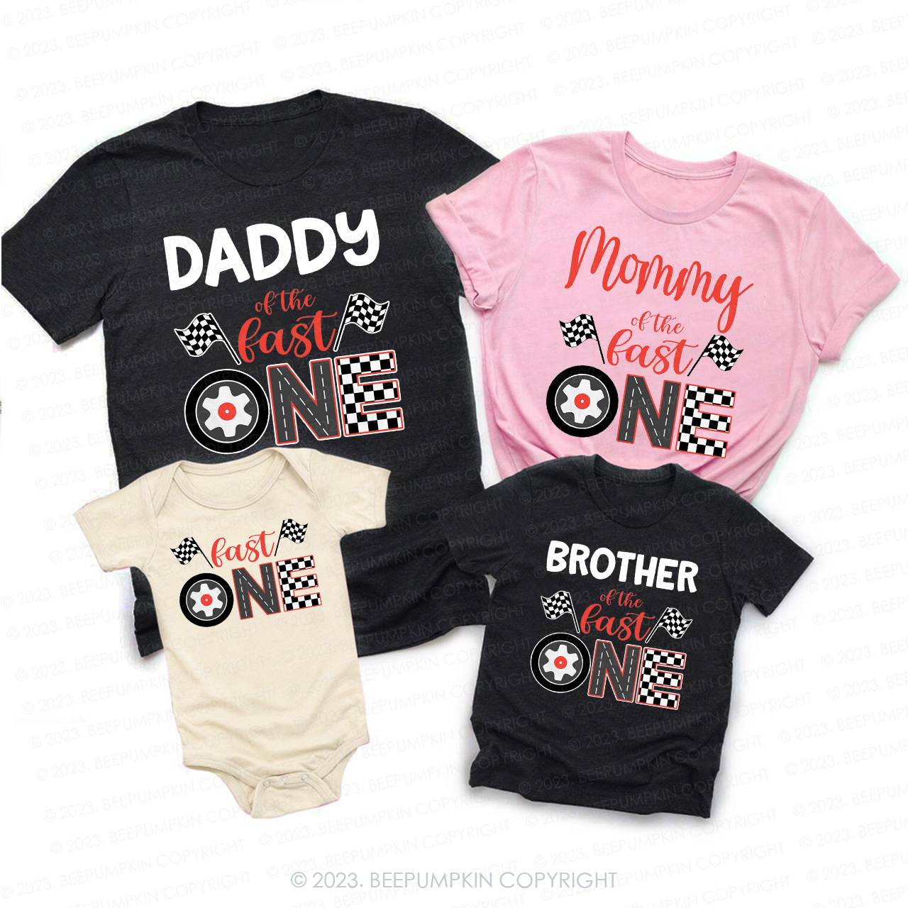 Personalized Fast One Family Shirts-Race Car Birthday