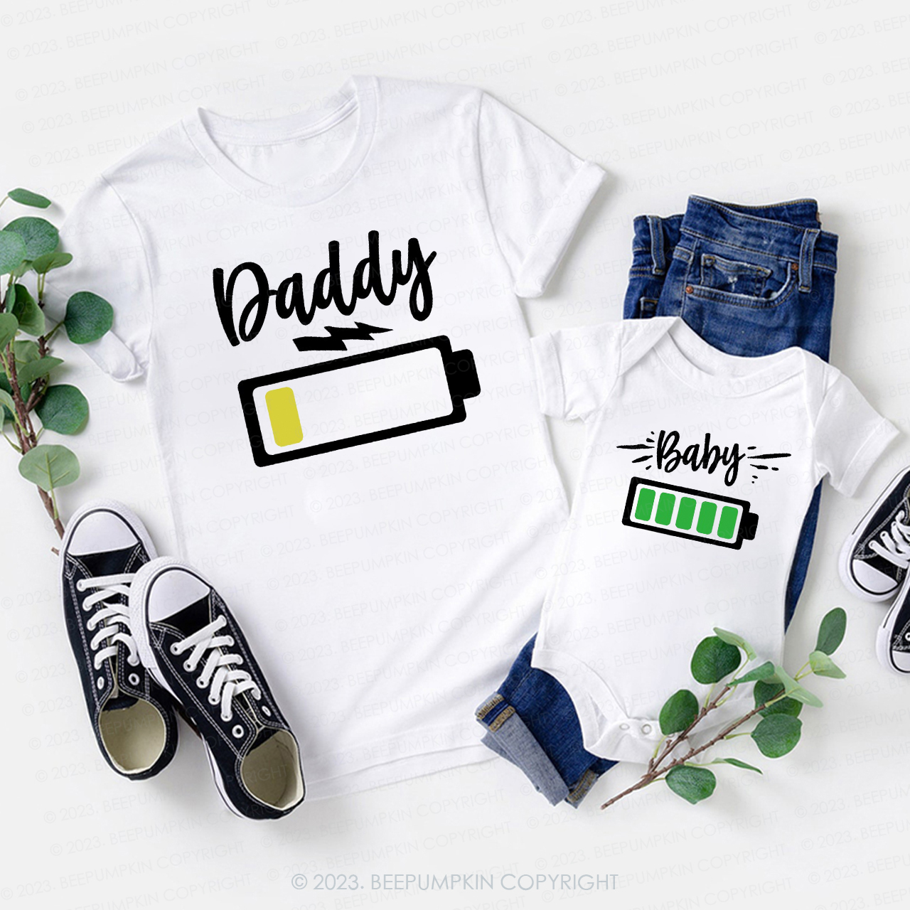 Empty Battery Life Family Matching Tees