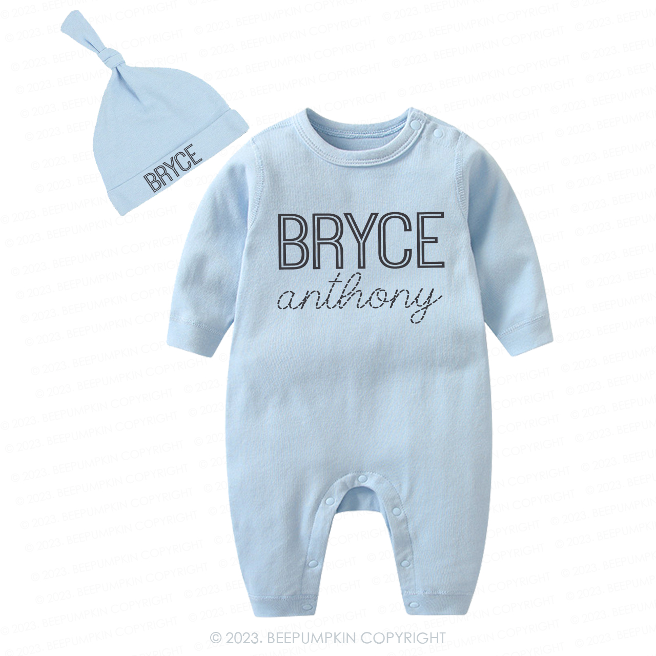 Personalized Name Gender Romper Hat Set