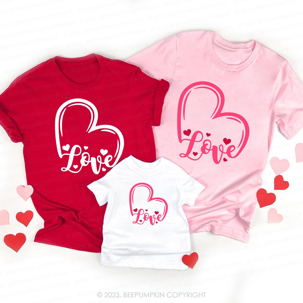 Pink Hearts Valentines Day Shirts For Family