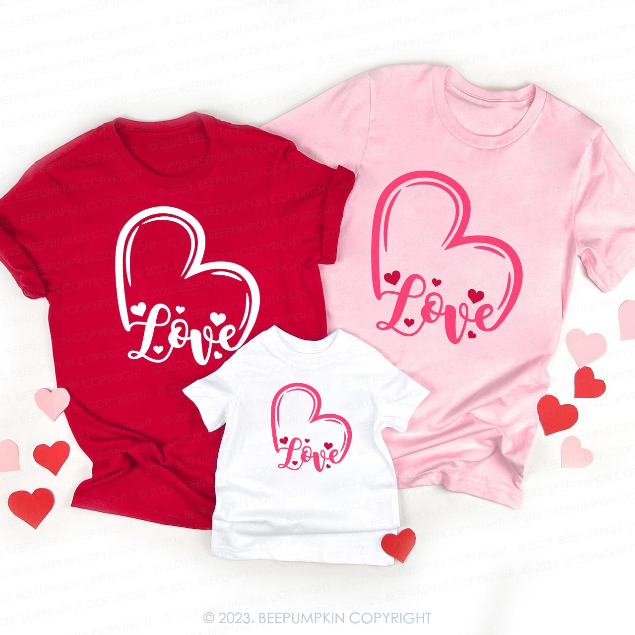 Pink Hearts Valentines Day Shirts For Family
