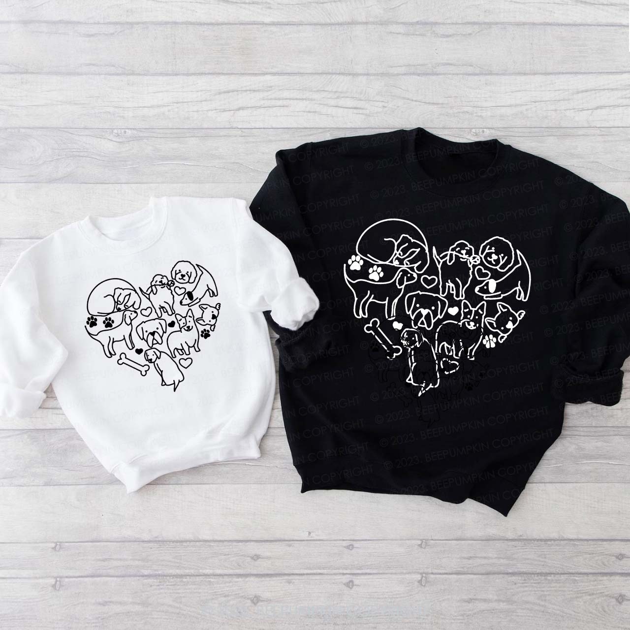 Valentine's Day Dog Heart Doodle Sweatshirts