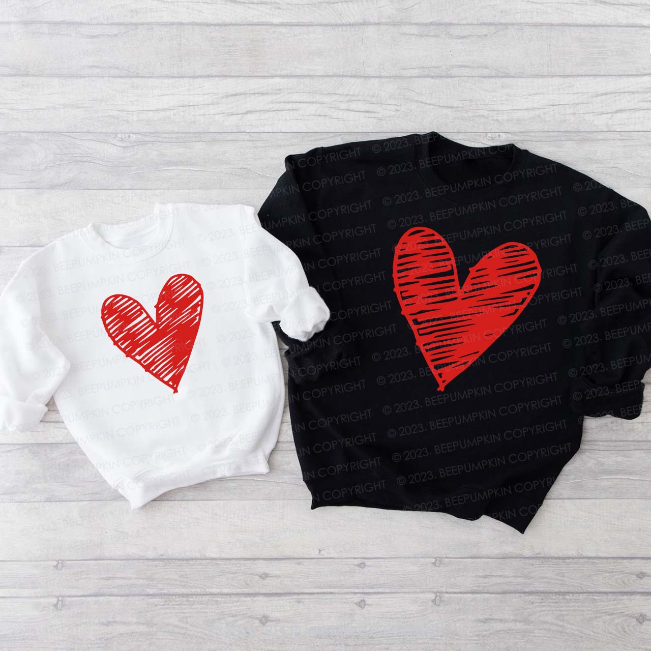 Doodle Hearts Valentine's Family Matching Sweatshirt