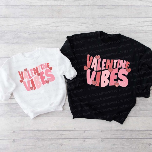 Retro Valentine Vibes Family Matching Sweatshirt