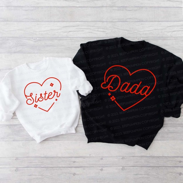 Flower Heart Gift Valentine's Sweatshirts For Family