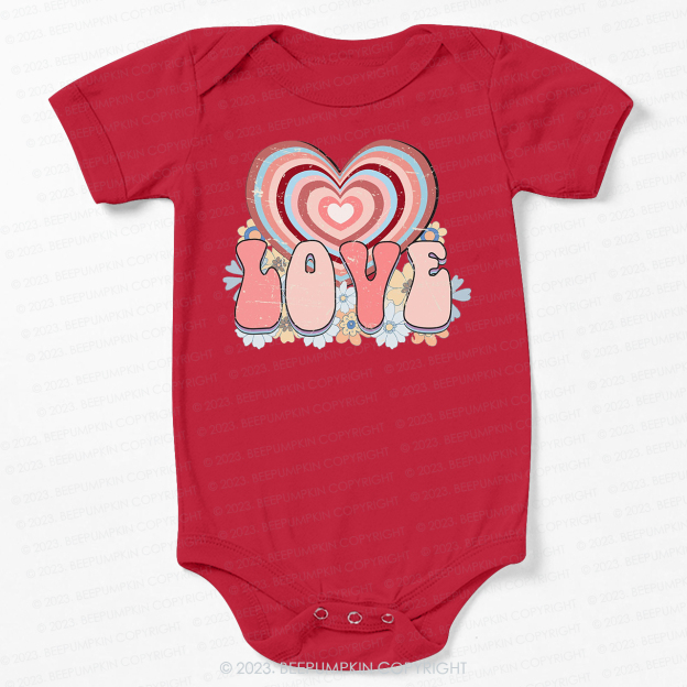 Retro Love Heart  Valentines Day  Bodysuit For Baby
