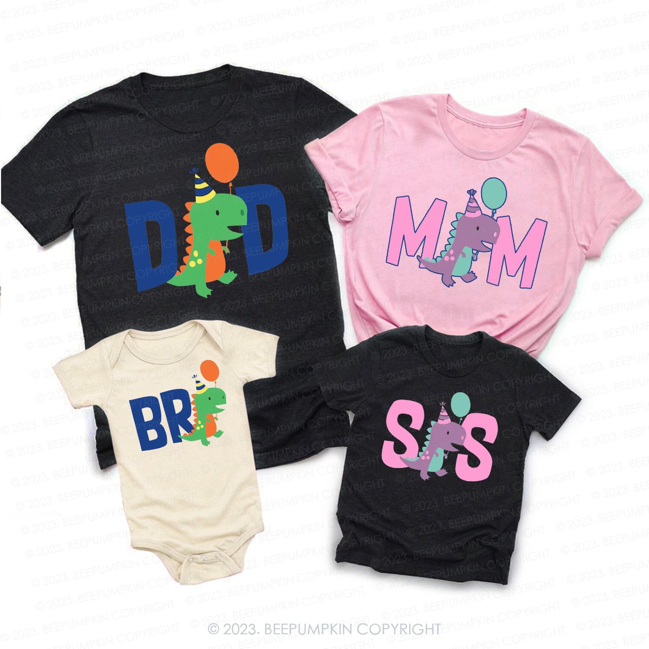 Dinosaur Birthday Family Matching Gift Shirts 