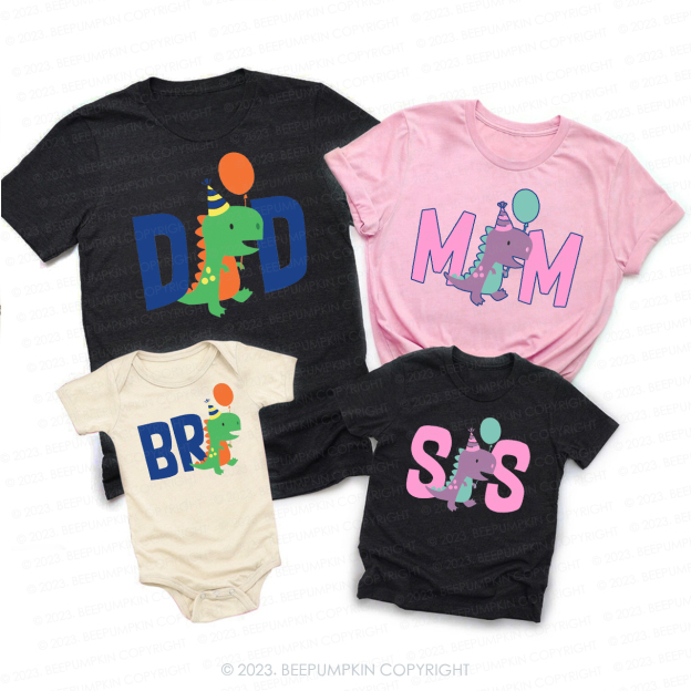 Dinosaur Birthday Family Matching Gift Shirts 