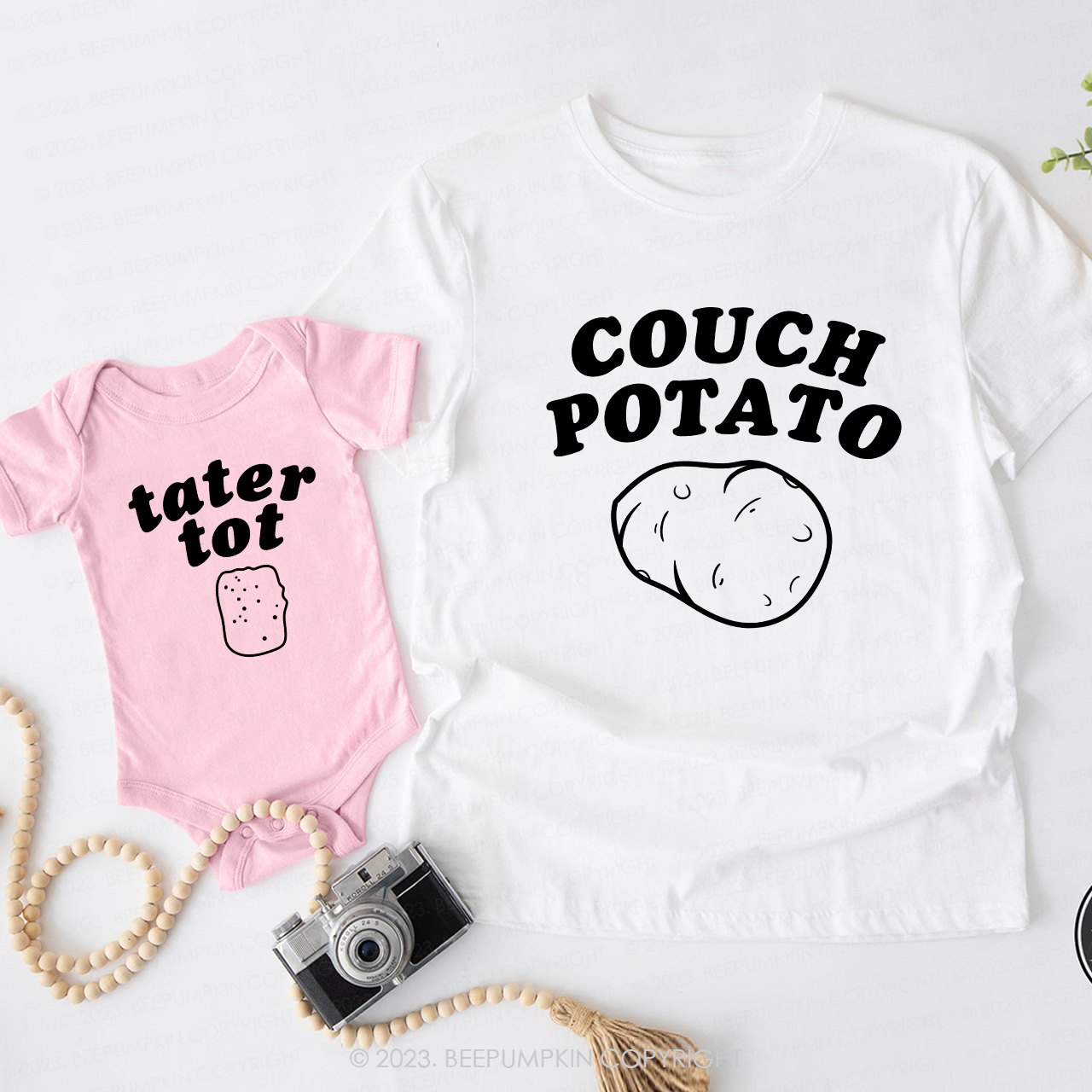 COUCH POTATO & Tater Tot Matching T-Shirts For Dad&Me