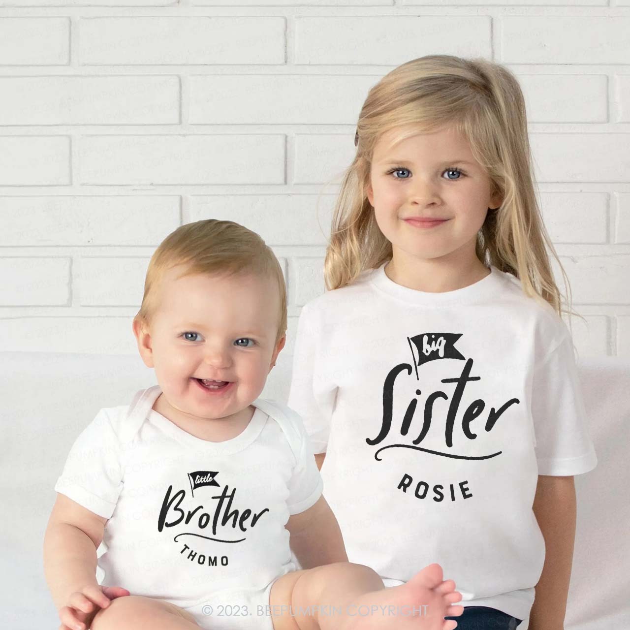 Personalised New Baby Matching Sibling T-Shirts