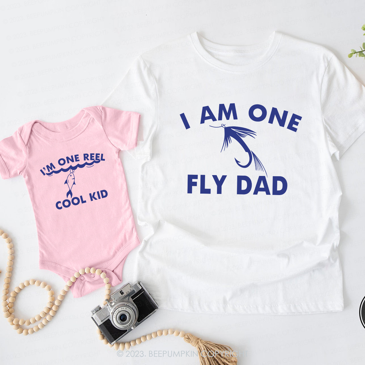 I'm One Fly Dad And I'm One Reel Cool Kid Dad & Me Matching T-Shirts