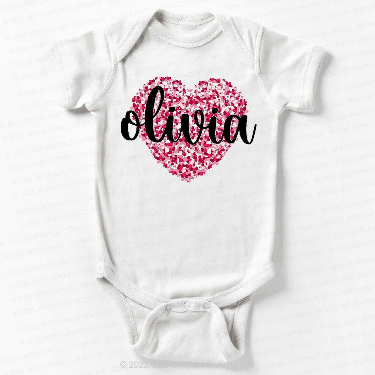 Personalized Floral Valentines Day Bodysuit For Baby