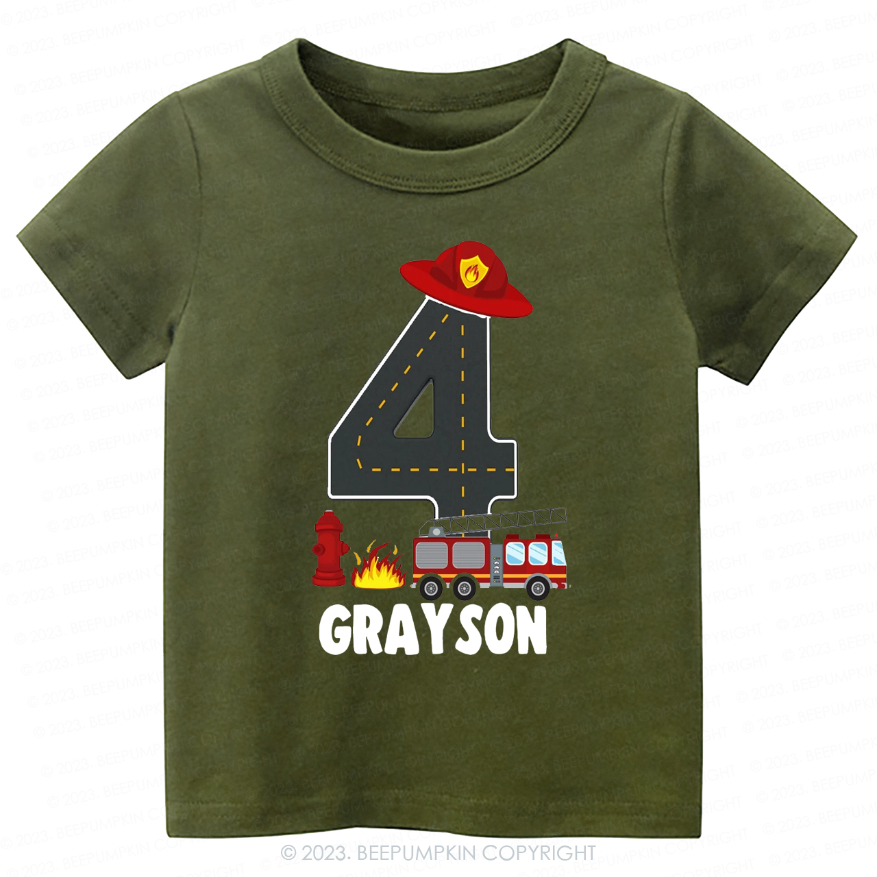 Personalized Sound the Alarm Boy's Fire Truck Birthday Kids Tees