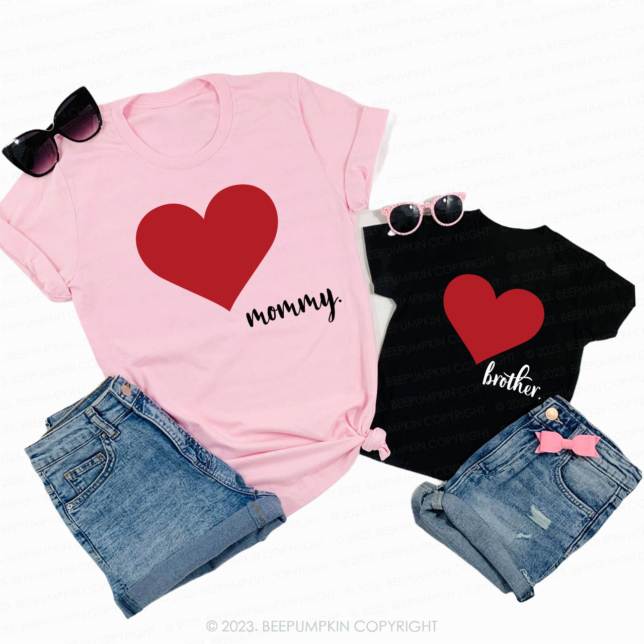 Dad Mama And Me Red Hearts Matching Valentine��s Shirts