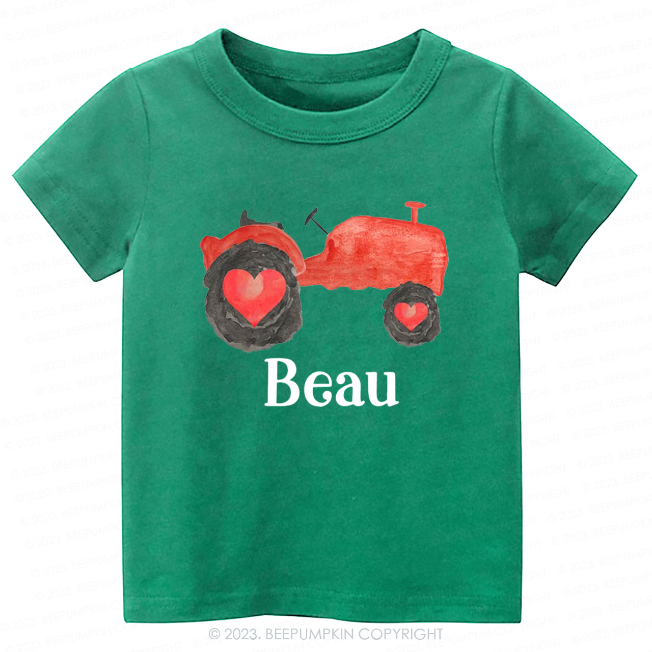 Personalized Name Tractor Valentines Day Kids Tees