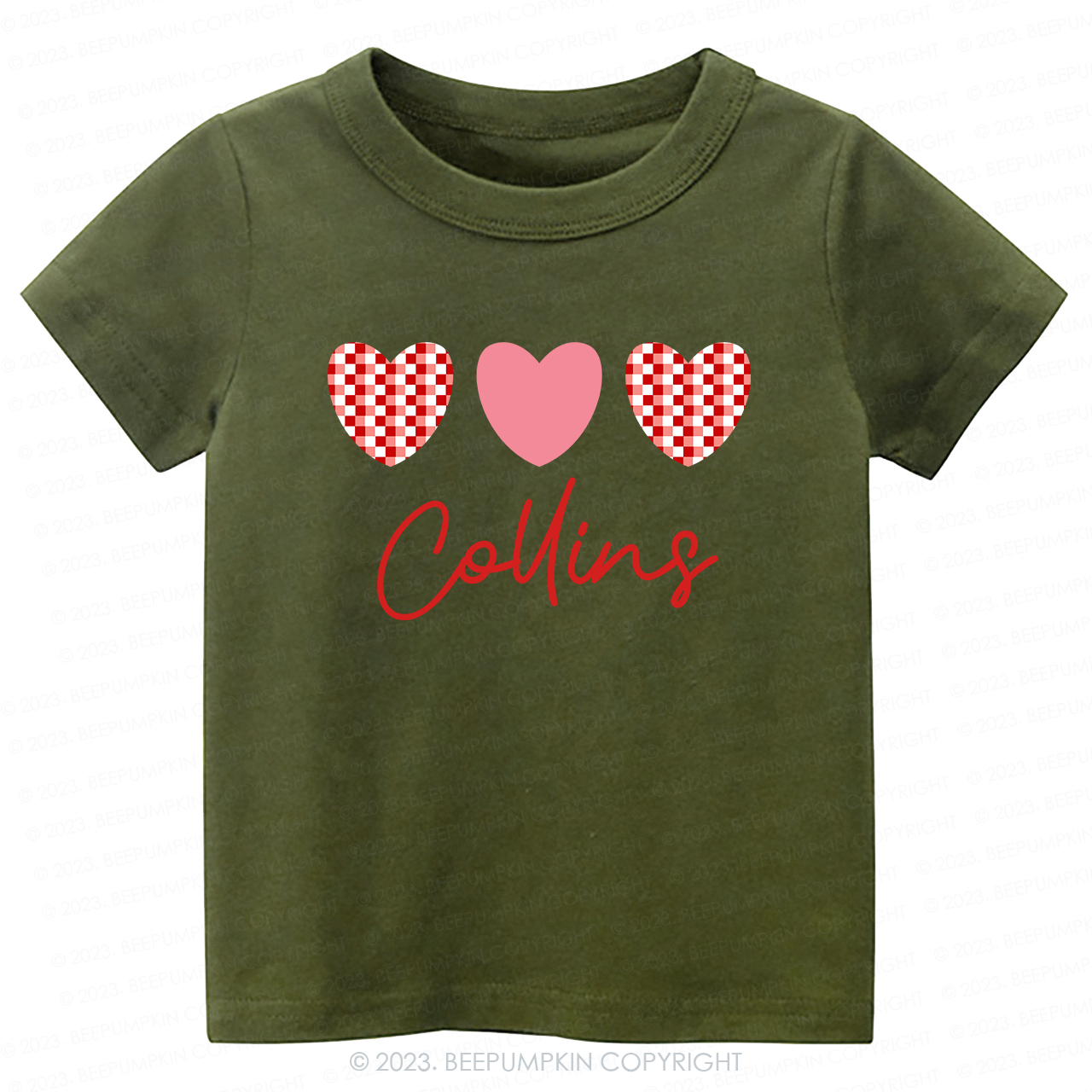 Plaid Heart Valentine's Day Kids Tees