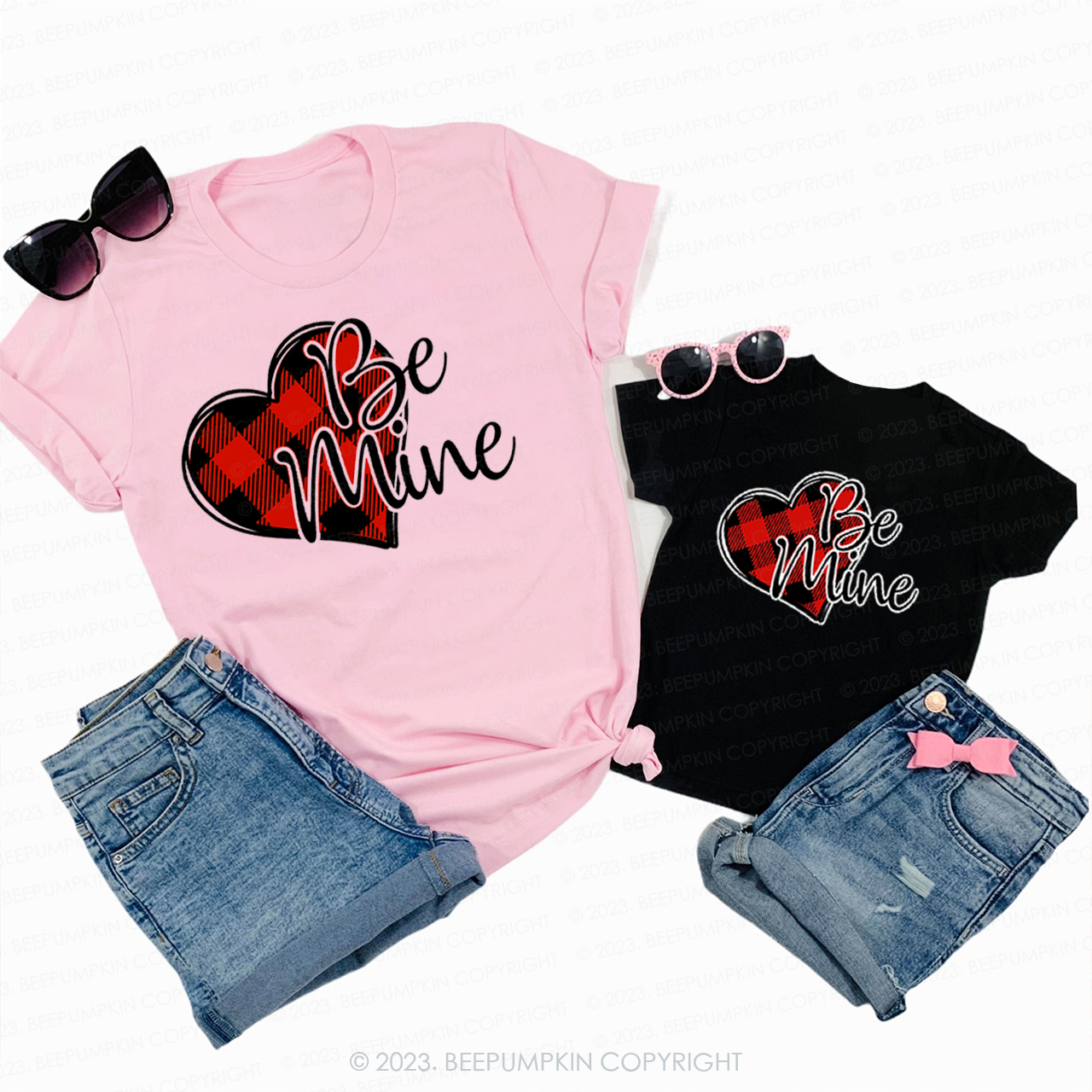 Checkerboard Be Mine Matching Valentine��s Shirts