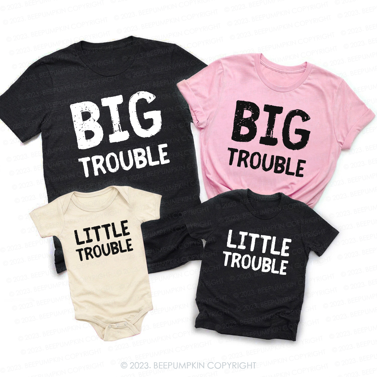 Big Trouble Little Trouble Family Matching Shirts