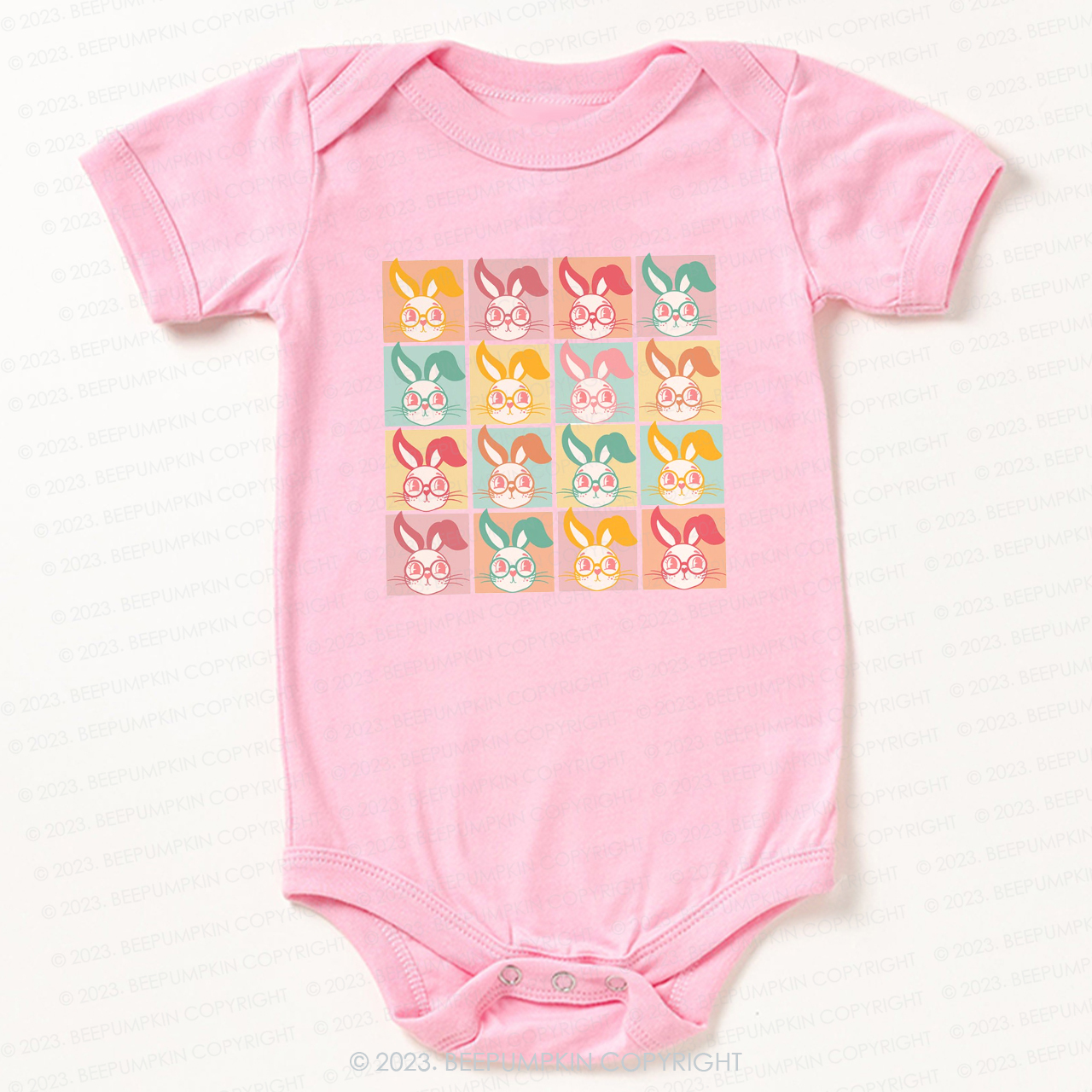 Checkered Bunny Kids Retro Bodysuit For Baby