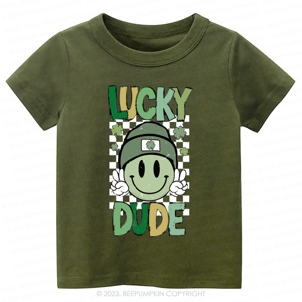 Retro Lucky Dude St.Patricks Day-Toddler&Kids Tees