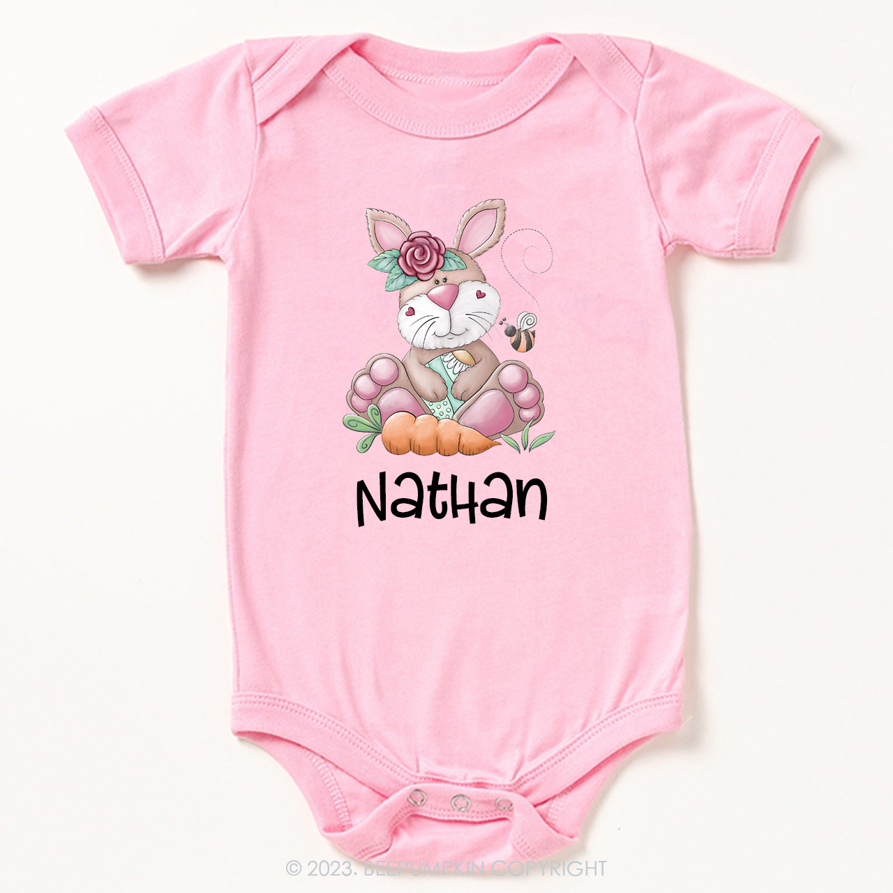 Personalized Spring Happy Bunny Easter Bodysuit For Baby