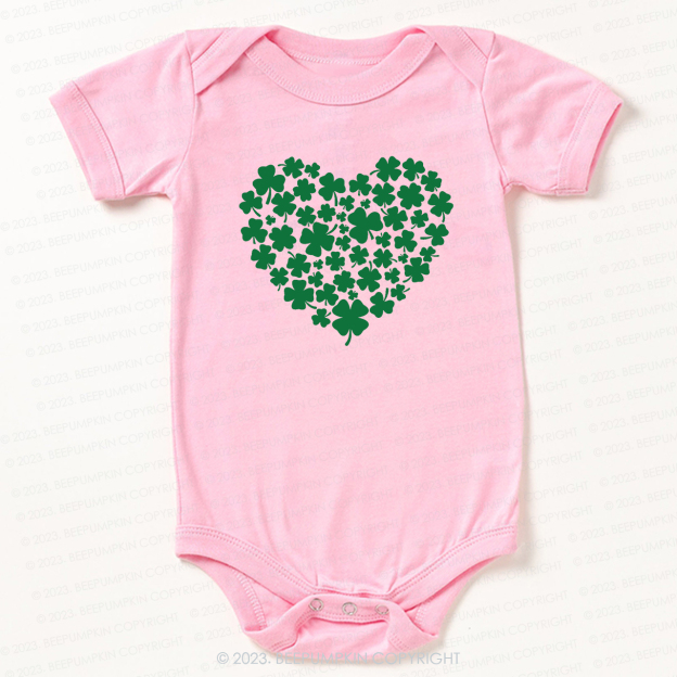 Shamrock Heart St.Patricks Day Bodysuit For Baby