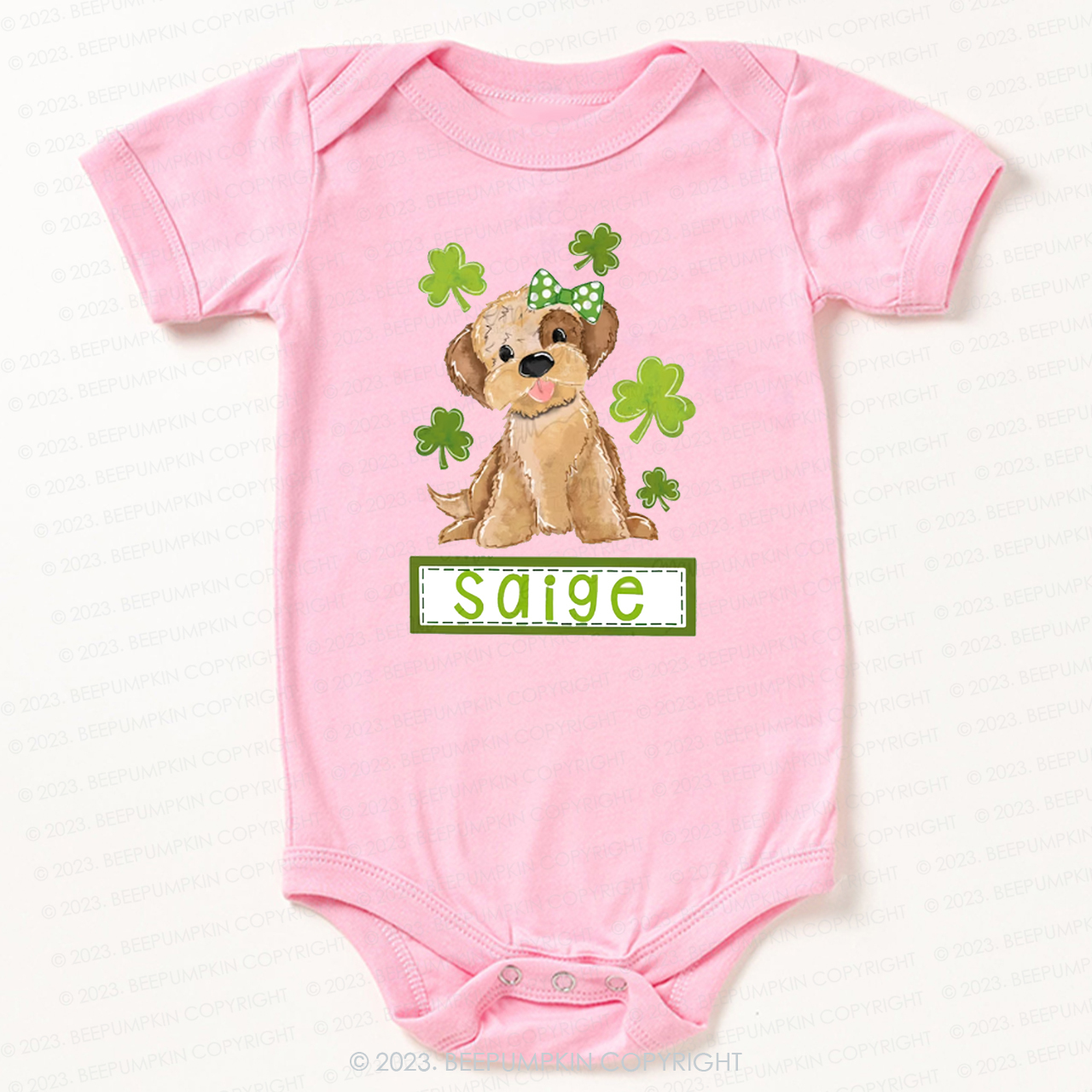 Polka Dot Bow Dog St.Patricks Day Bodysuit For Baby