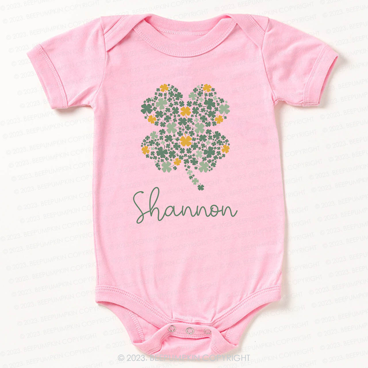 Personalized Cute Shamrock St.Patricks Day Bodysuit For Baby