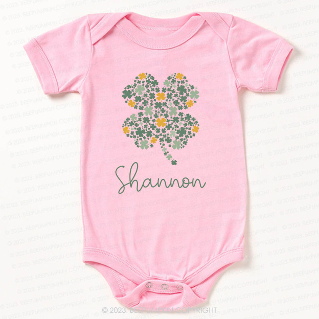 Personalized Cute Shamrock St.Patricks Day Bodysuit For Baby