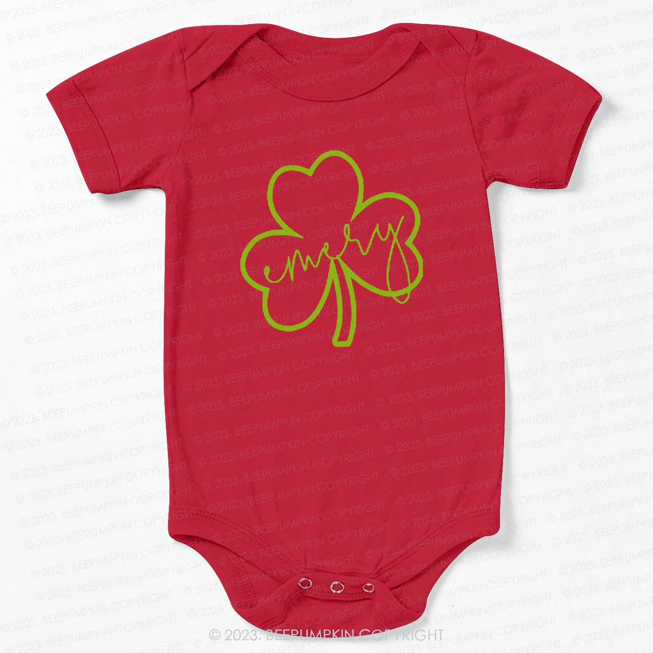 Shamrock Glitter Name St.Patricks Day Bodysuit For Baby