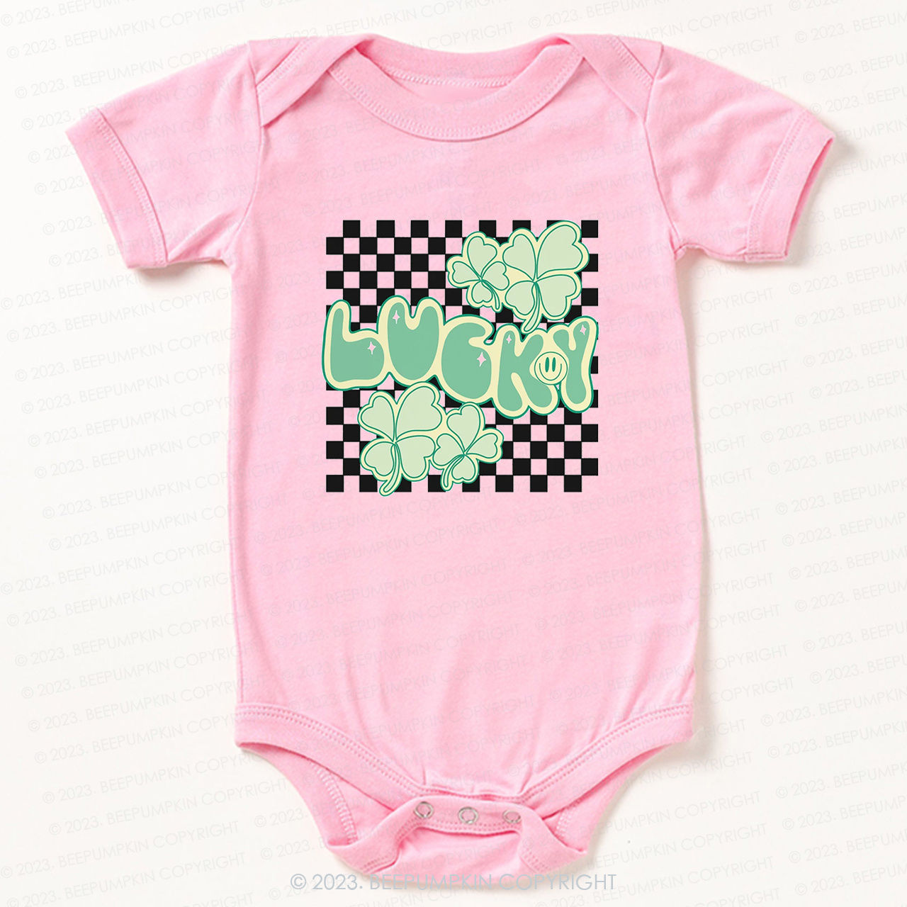 Retro Lucky Clover Leaf St.Patricks Day Bodysuit For Baby