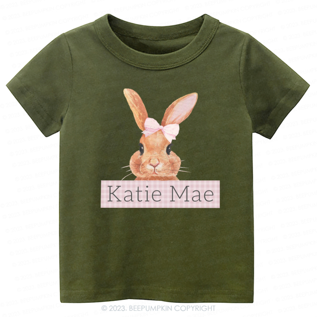 Pink Bunny Gingham Name -Toddler Tees