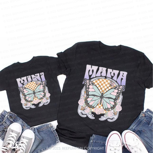Mama And Mini Butterfly Retro Mom&Me Matching Tees